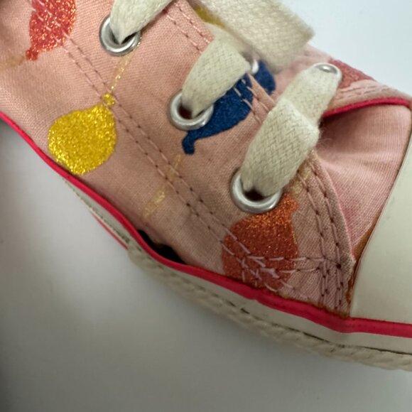 Converse All Star Pink with Glitter Balloons, Size Girls 3 or Womens 5 - Picture 2 of 10